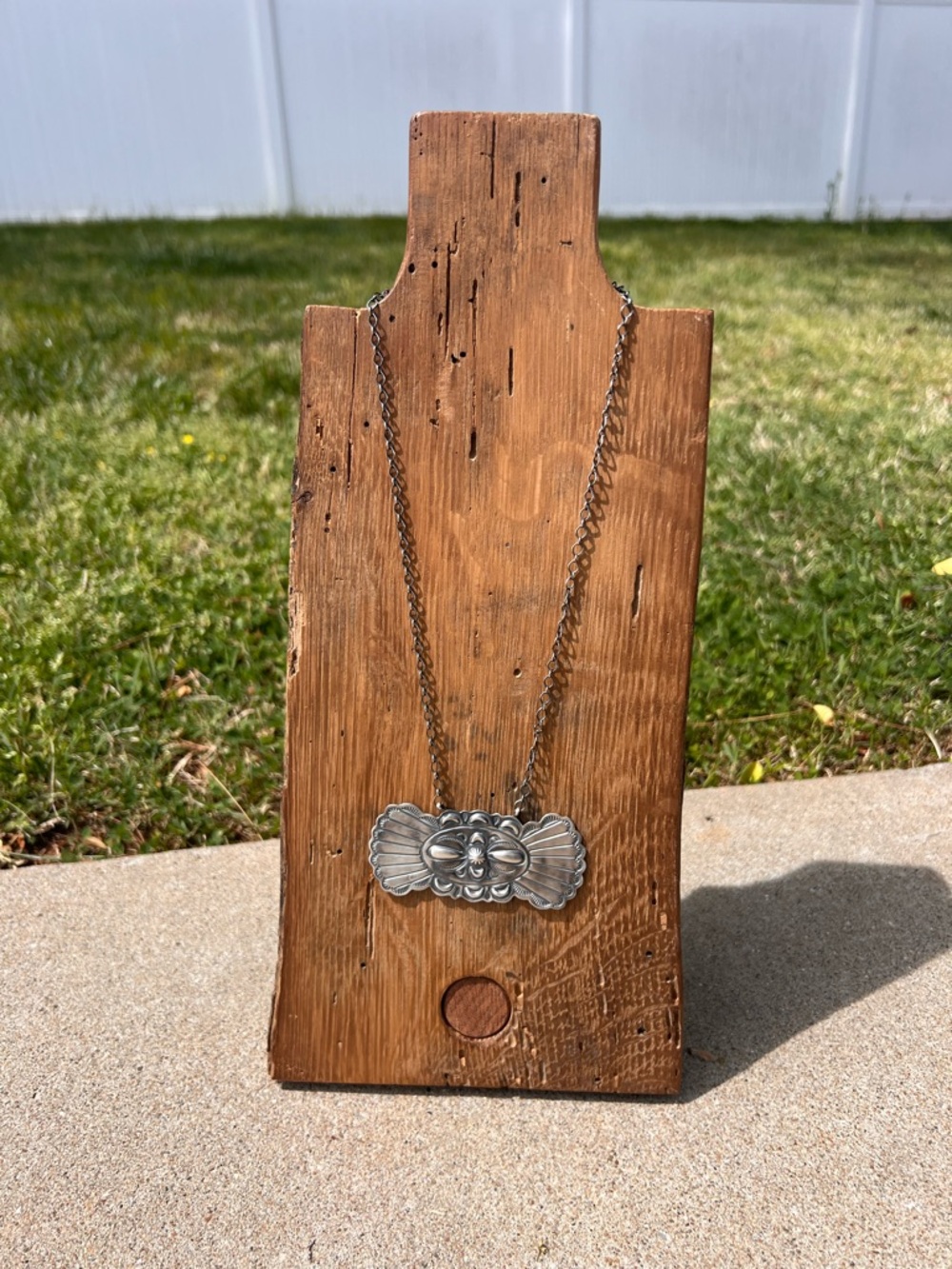 Navajo Handmade Sterling Silver Concho Necklace